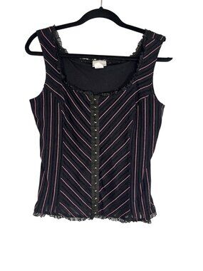 Vintage Y2K Corset Top Black L Coquette Mall Goth Fairy Grunge Dark Romantic 80s